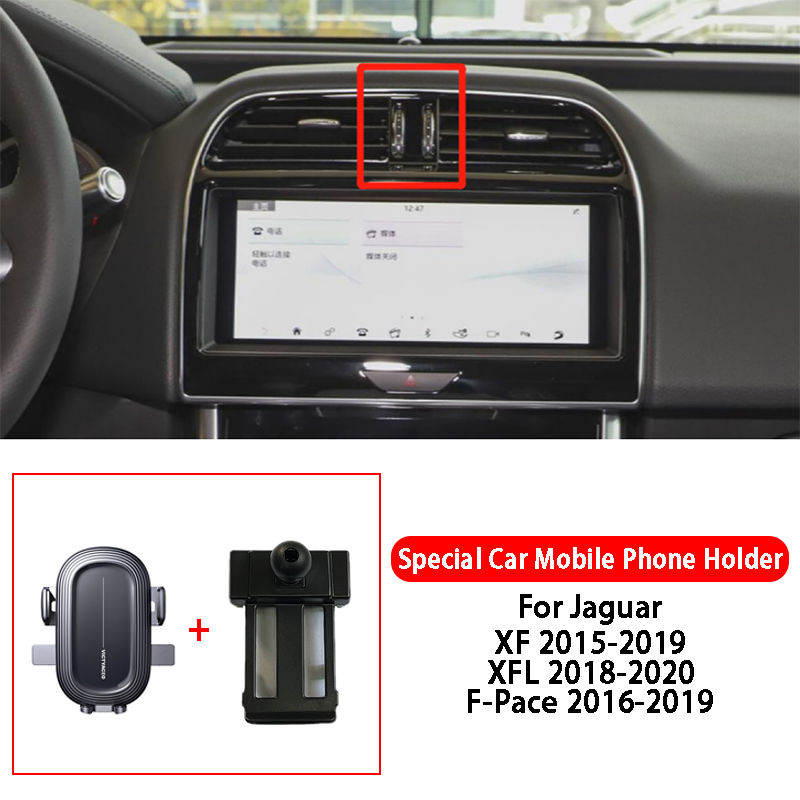 For Jaguar XF XFL F-Pace E-Pace Car Mobile Phone Holder Gravity Navigation Special Bracket GPS Support Car Styling Accessories: Brown