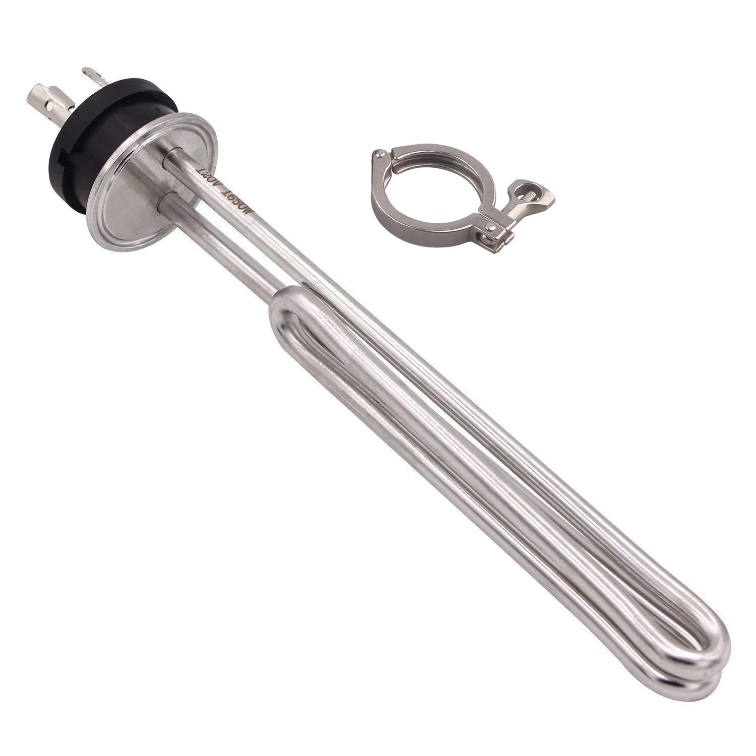 AIICIOO 1.5" Tri-clamp Immersion Water Heater Electric Element With L6/30P Twist Lock Plug for Brewing Heating 120V 1500W/1650w: 1650w / with clamp