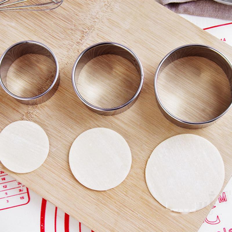 3 st/set runda dumplings omslag formar bakverk deg skärverktyg rostfritt stål dumplings cutter bärbara köksprylar