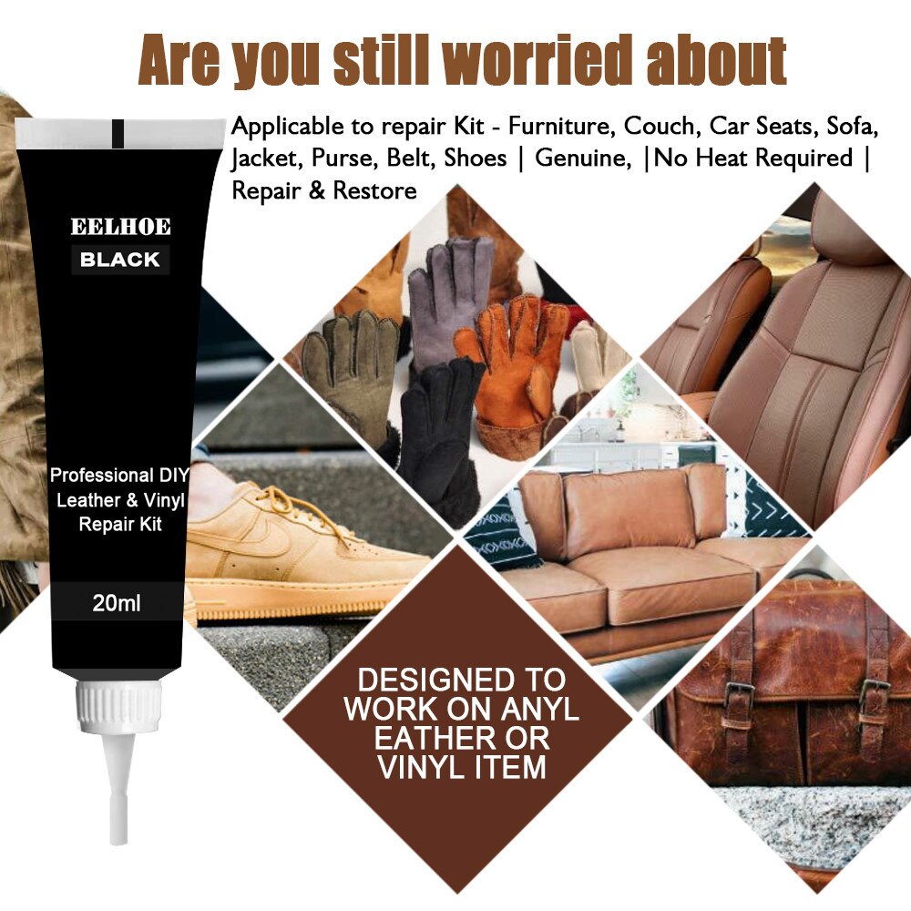 Black Leather And Vinyl Repair Kit - Furniture Couch Car Seats Sofa Jacket Shoes Cleaner Skin Repair Paint Dec #G