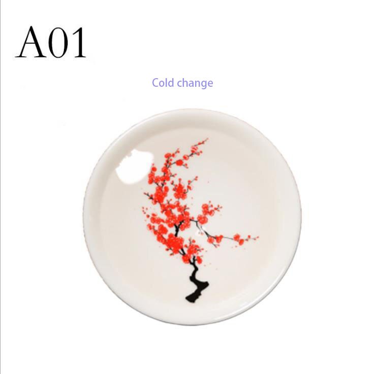 Japanese Magic Sakura Cup Cold Temperature Color Changing Flower display Sake Cup Ceramic Kung fu Tea Cup Tea Bowl: Cold change A01
