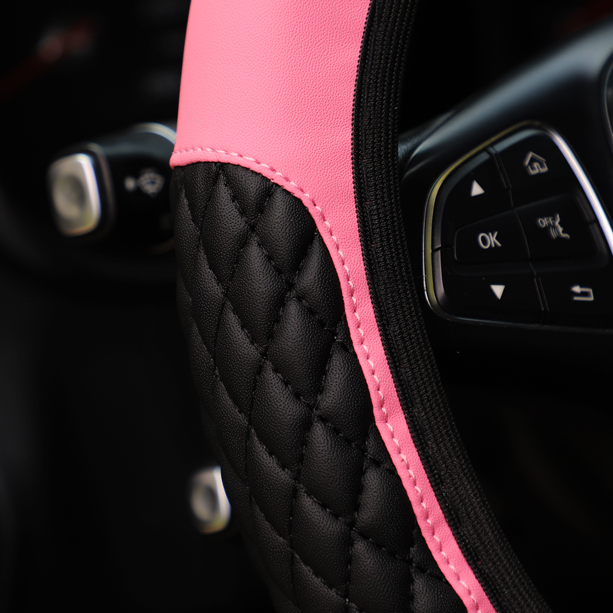 3 piezas de cuero pu bordado corona diamante coche sin anillo interior protector para volante cubierta de freno de mano cubierta de manija