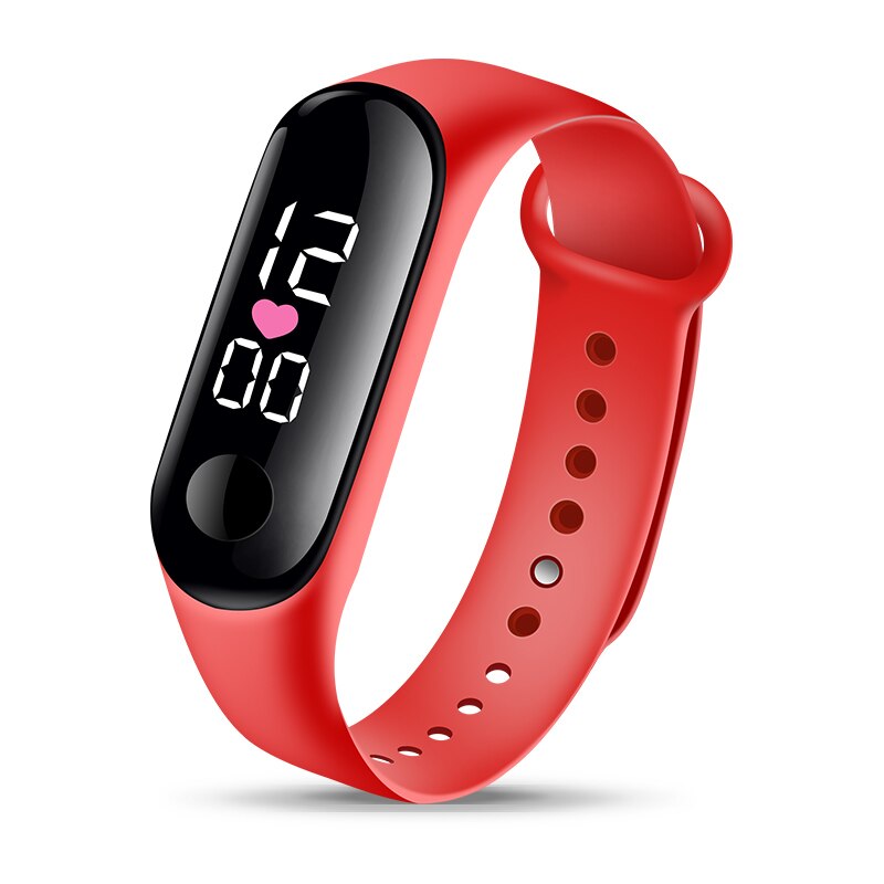 Armband Digitale Horloge Voor Kinderen Kids Led Sport Horloges Vrouwen Mannen Unisex Siliconen Elektronische Horloge Jongens Meisjes Klok: Red