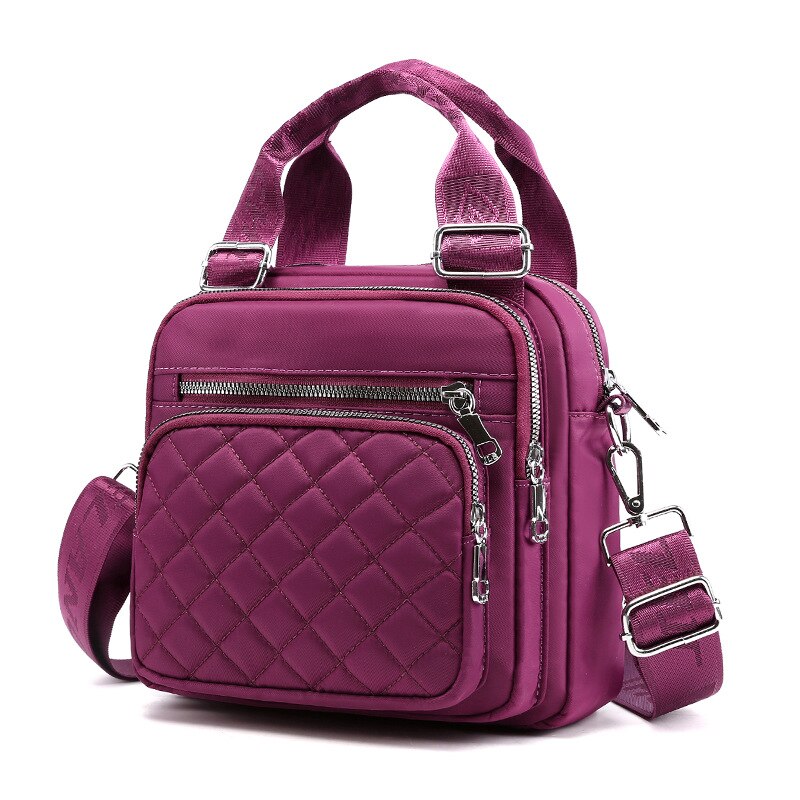 De Vrouwen Tassen Nylon Schoudertas Multifunctionele Schouder Messenger Handtas Mode Canvas Tas: Paars