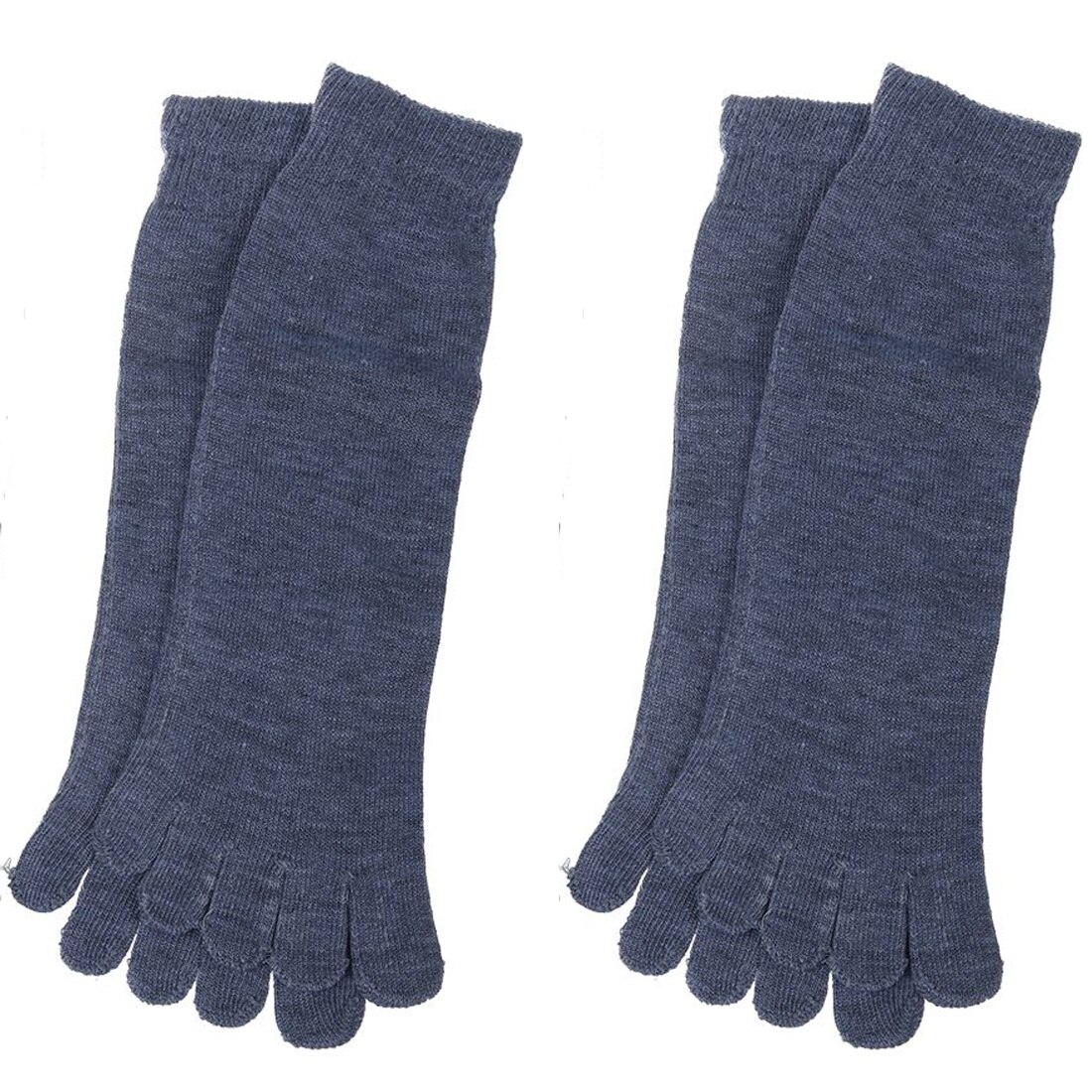 Men Socks Cotton Five Finger Toes Socks Breathable Business Dress Warm Autunm Winter High Ankle Soft Cotton Long Sox Socks: light blue