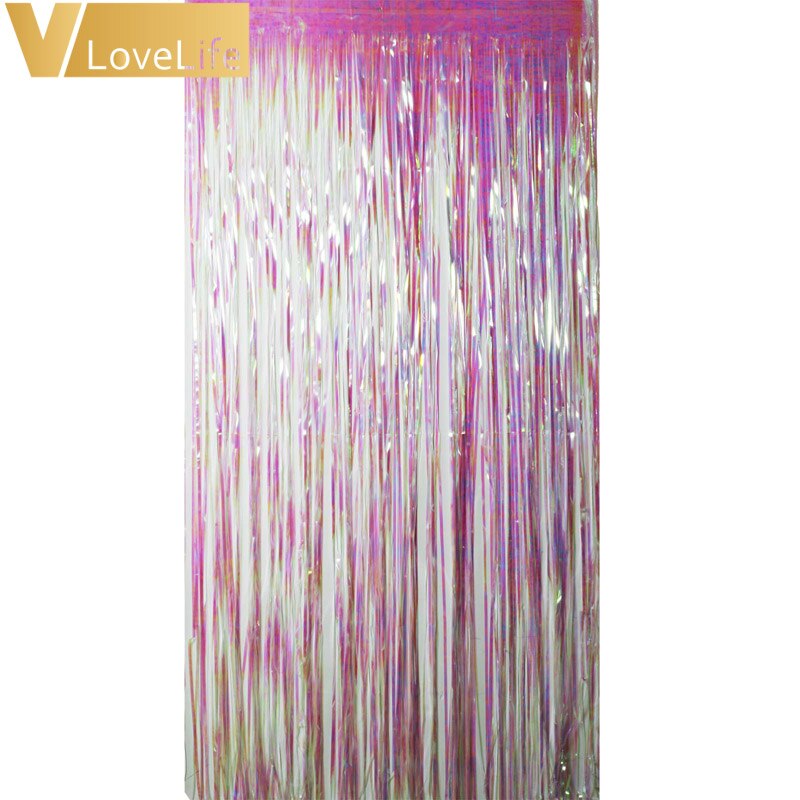 1M x 2 Meters Gold Foil Fringe Tinsel Curtain Tassel Garlands Wedding Photography Backdrop Birthday Party Decoration: Multi