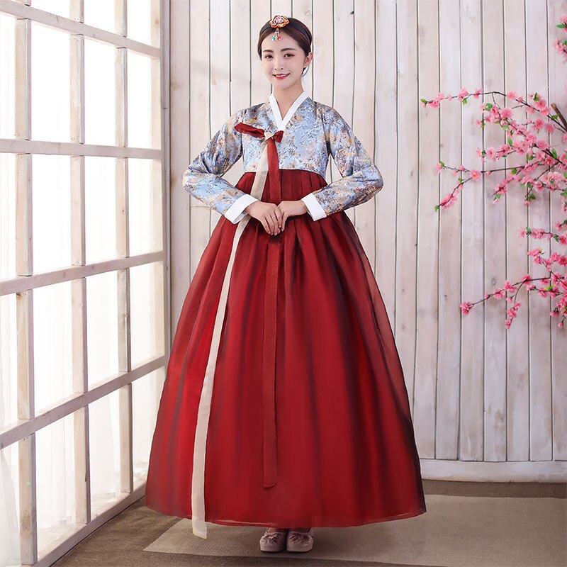 Women Korean Traditional Hanbok Female Anicent Retro Court Wedding Dresses Lady Asian Palace Stage Cosplay Clothing: design 1 / S