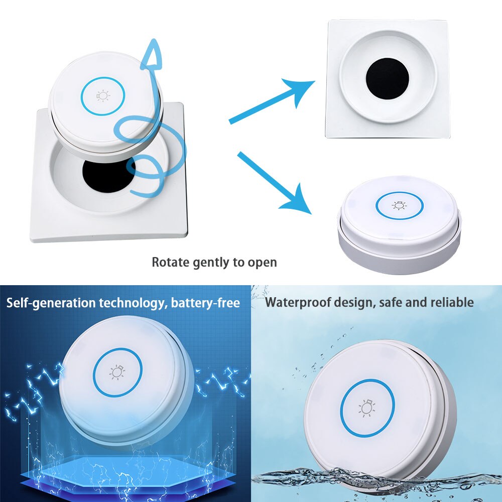 433mhz Rf Wireless Kinetic Switch Self-Powered Wall Switch No Battery Need and 220V 10A Relay Receiver for Light/home Appliance
