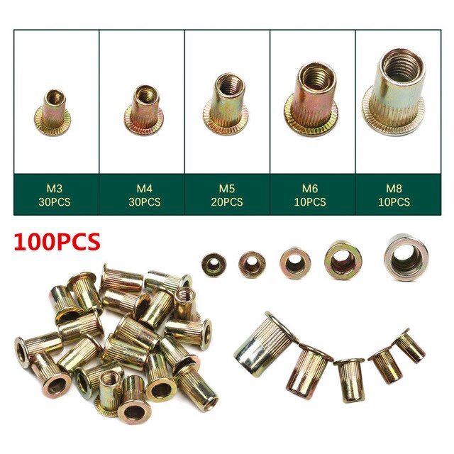 Straight Box Rivets 210/165/100PCS Box Rivet Nuts Carbon Steel M4 M5 M... – Grandado