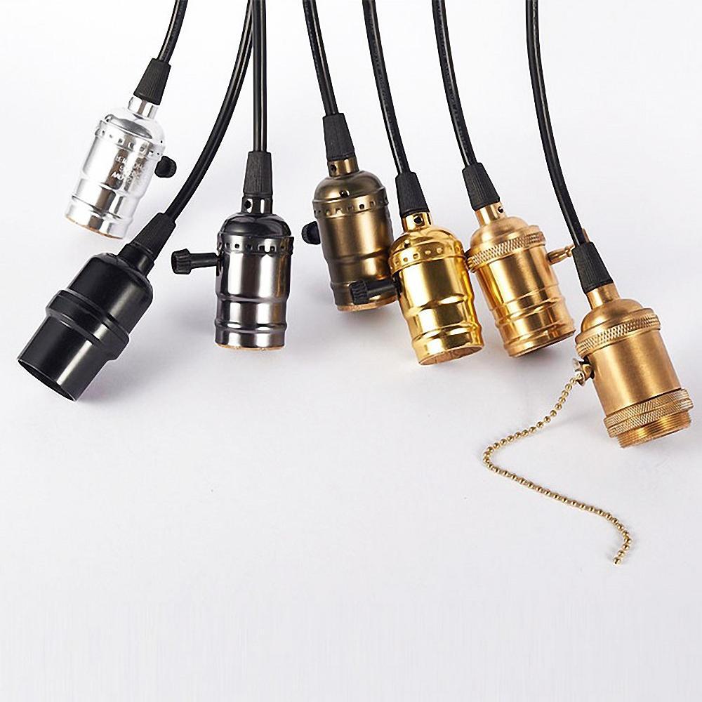 E27 Vintage Retro Lampvoet Houder Schroef Aluminium Shell Rits Licht Schroef Socket 4 Kleuren Met Schakelaar 110V/220V