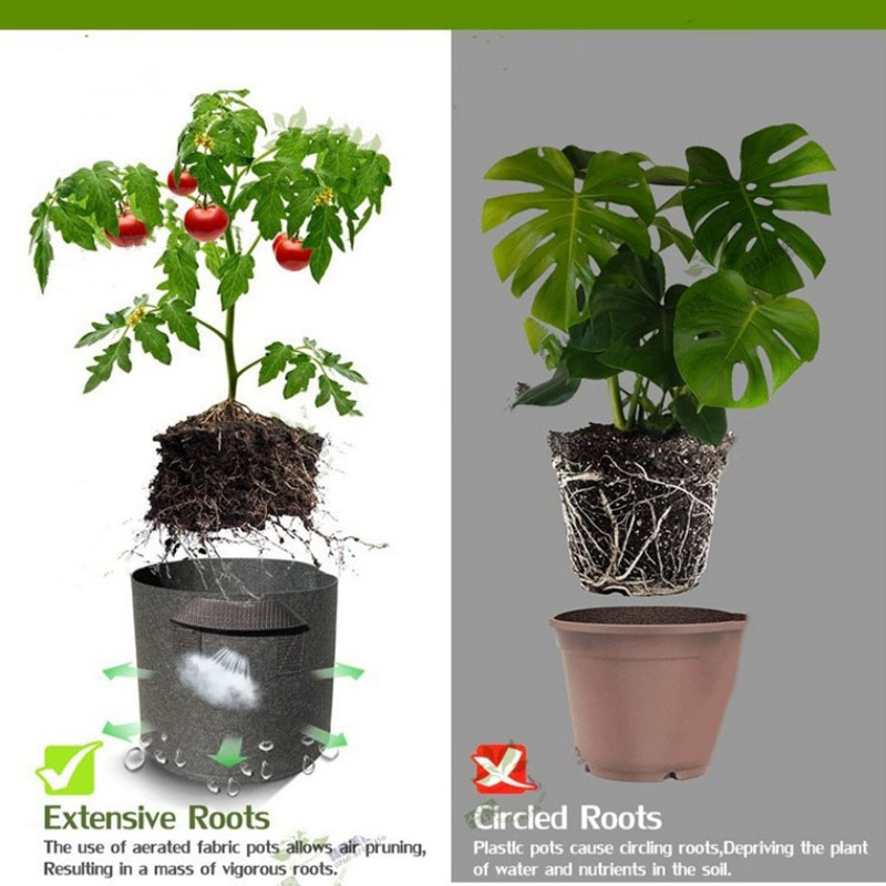 Multispecifikation filt handhållen planteringshink planteringspåse, non-woven blomkruka planteringspåse