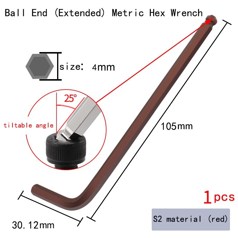 S2 Allen Key Hexagonal Screwdriver Extended Allen Wrench Set 1.5/2/2.5/3/5/6/8/14/17mm: YELLOW