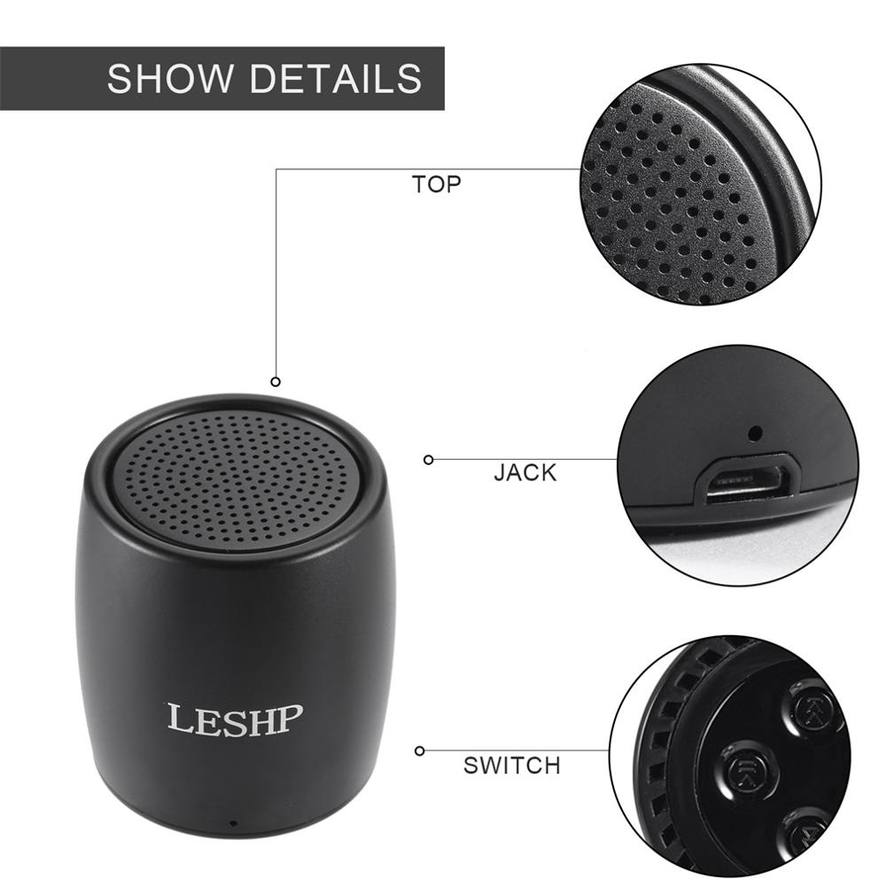 LESHP BM15 negro 20 HZ-20 KHZ altavoz portátil duradero altavoces inalámbricos V3.0 batería incorporada de 3,7 V/550 mAh