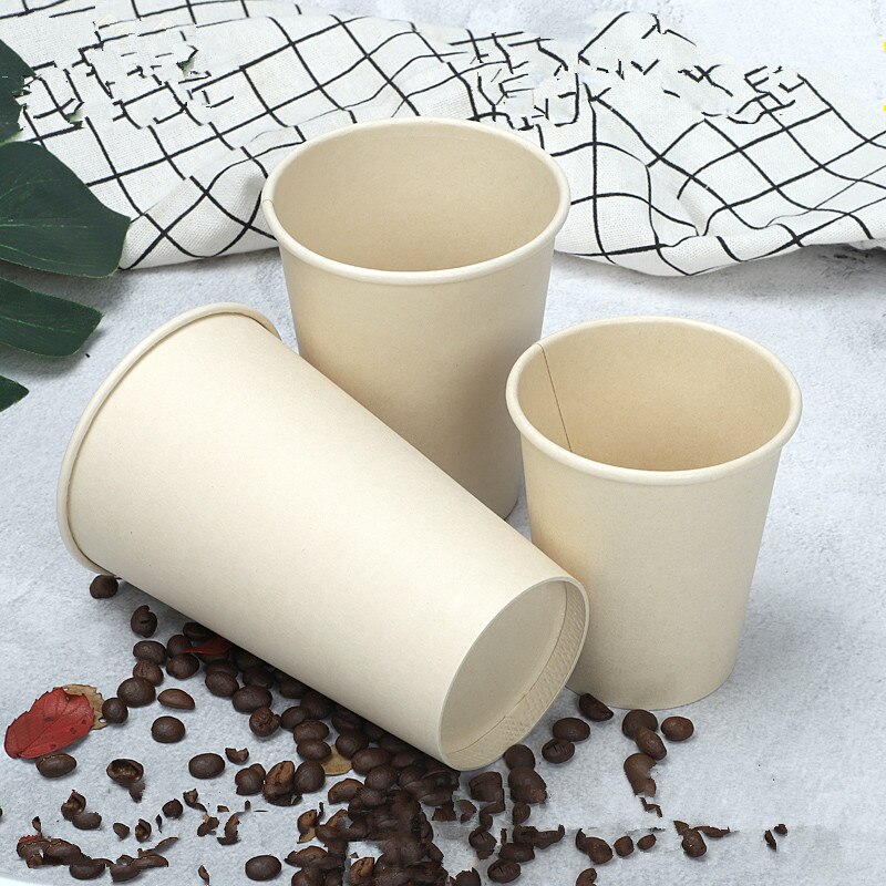 50pcs Pure color disposable cold drink paper cups 4oz 8oz 14oz 16oz coffee tea juice soy packaging cups household water cup