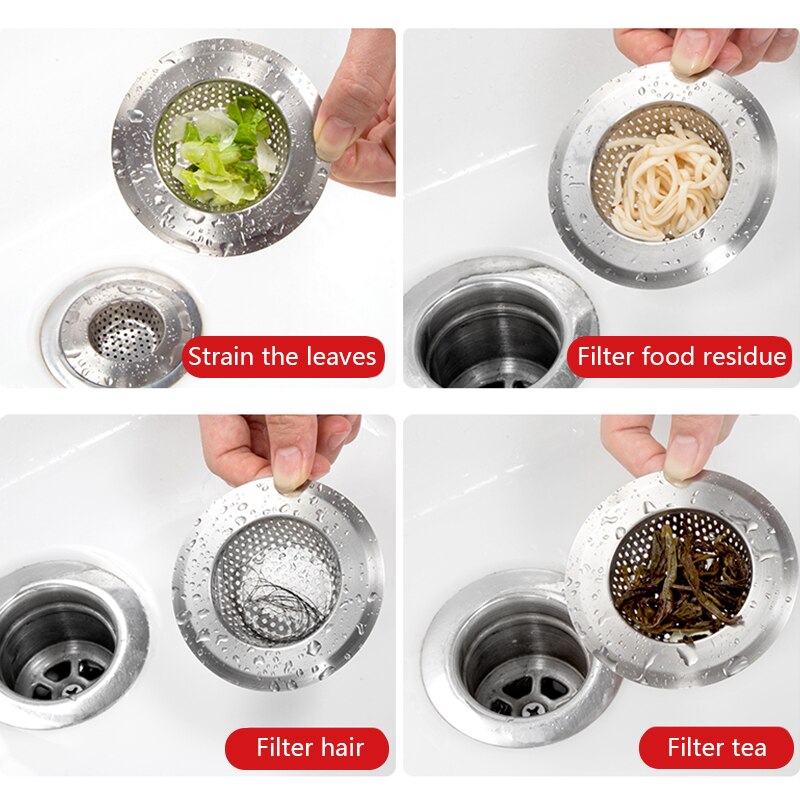 1Pc Huishoudelijke Rvs Spoelbak Zeef Keuken Benodigdheden Badkamer Accessoires Metalen Filter Bad Afvoer Afval Screen