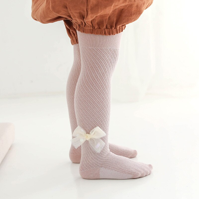Leuke Strik Baby Panty Zomer Mesh Ademend Kids Panty Effen Kleur Zachte Elastische Baby Peuter Kinderen Kousen Baby Kleding