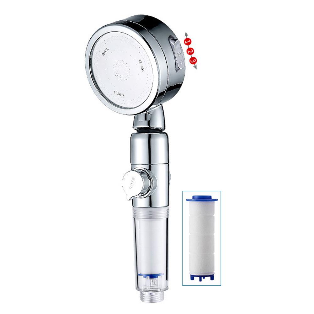 Handheld High Pressure Shower Head Round Water Saving Shower Filter Bathroom Rainfall Water Spray Nozzle With Water Stop Switch