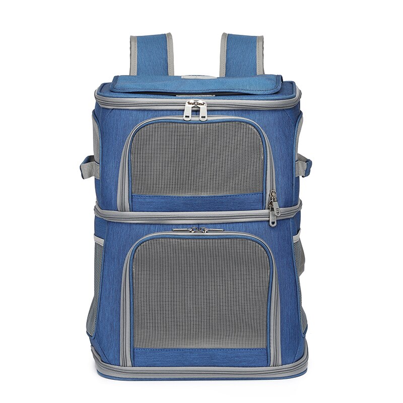 Sac à dos de transport pour chat, Double couche, amovible pour 2 chats, pour petits et moyens chiens, sac de voyage respirant pour animaux de compagnie: C