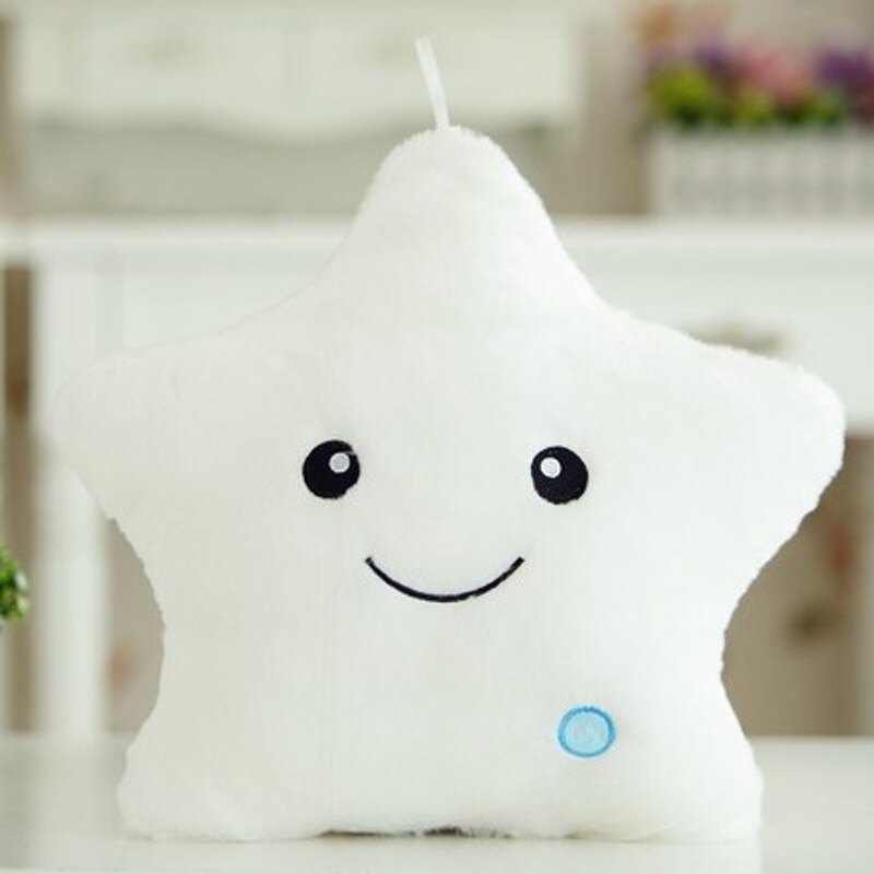 1pcs Star Glow LED Cushion Luminous Light Pillow Cushion Soft Relax Smile Blue Travel Pillow: A