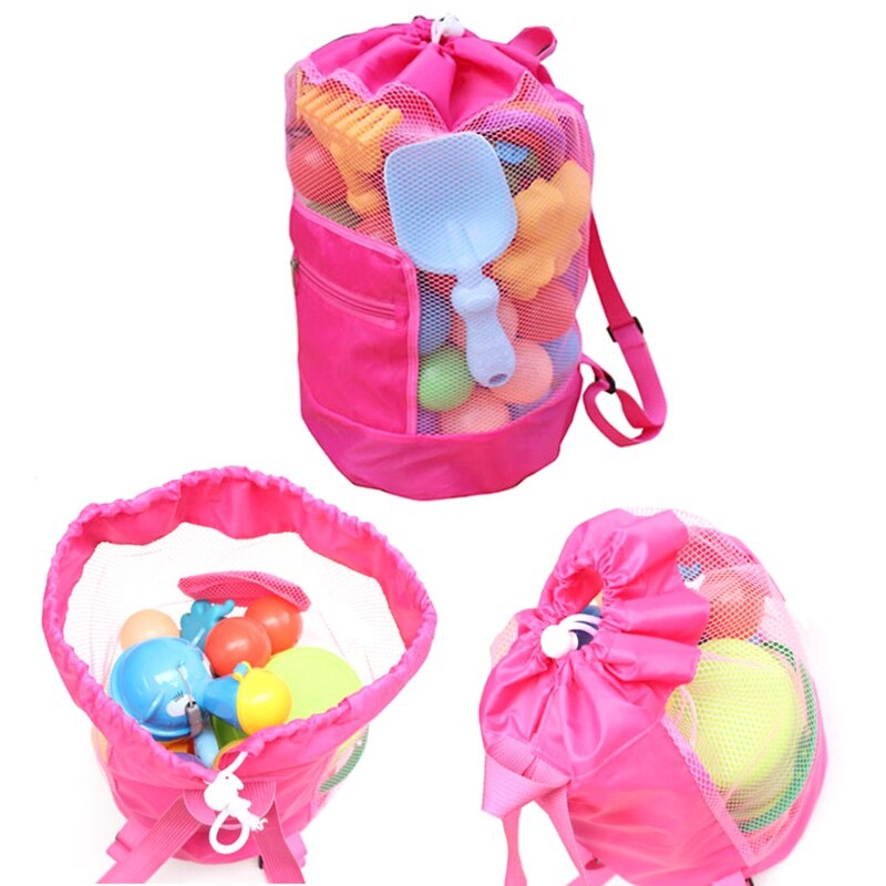48 x 24cm bærbar strandpose sammenfoldelig mesh svømmetaske til børn strandlegetøjsopbevaringstaske børn udendørs svømning vandtætte tasker