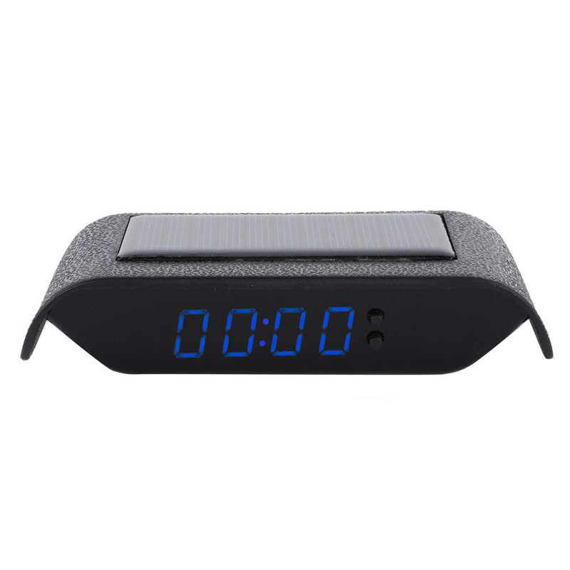 Bil digital klocka bil lastbil soldriven tid datum temperatur lcd display kabeldragning gratis bil solklocka biltillbehör