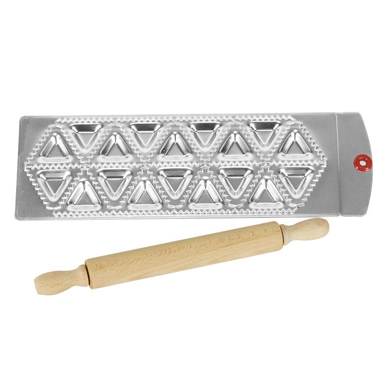 Ravioli Molding Tray Plate Set With a Wooden Rolling Pin Aluminum Alloy Pasta Cutter Ravioli Maker Dumpling Making Mold Plate
