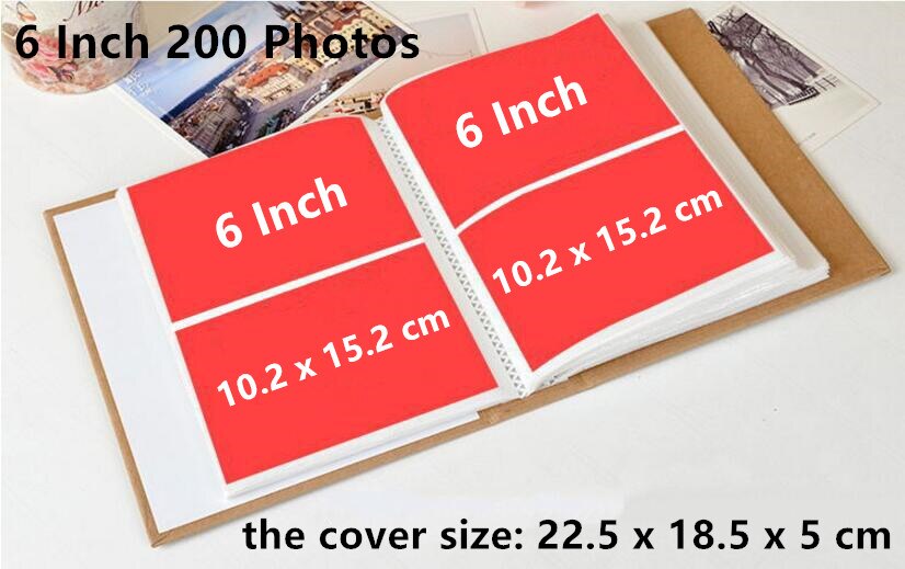 4/5/6/7/8 tommer 100 stk /200 stk lomme interleaf type fotoalbum foto billedopbevaring album til børn børn scrapbog: 6 tommer 200 stk