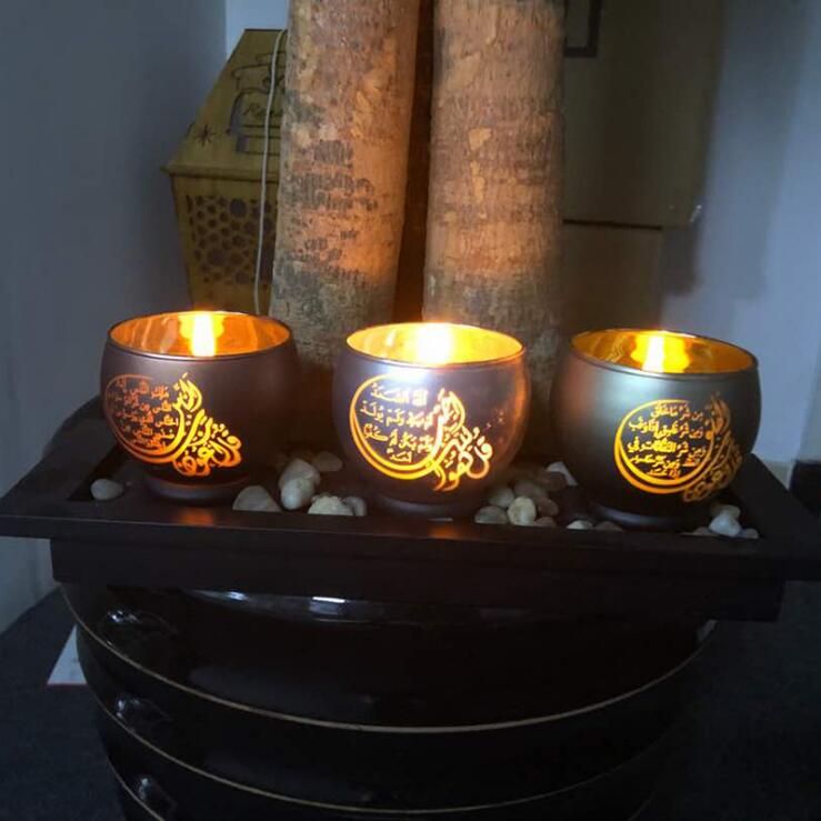 Muslimsk ramadan nuværende betaling for ramadan måne lampe dekoration træ dekoration: Tre lysestager