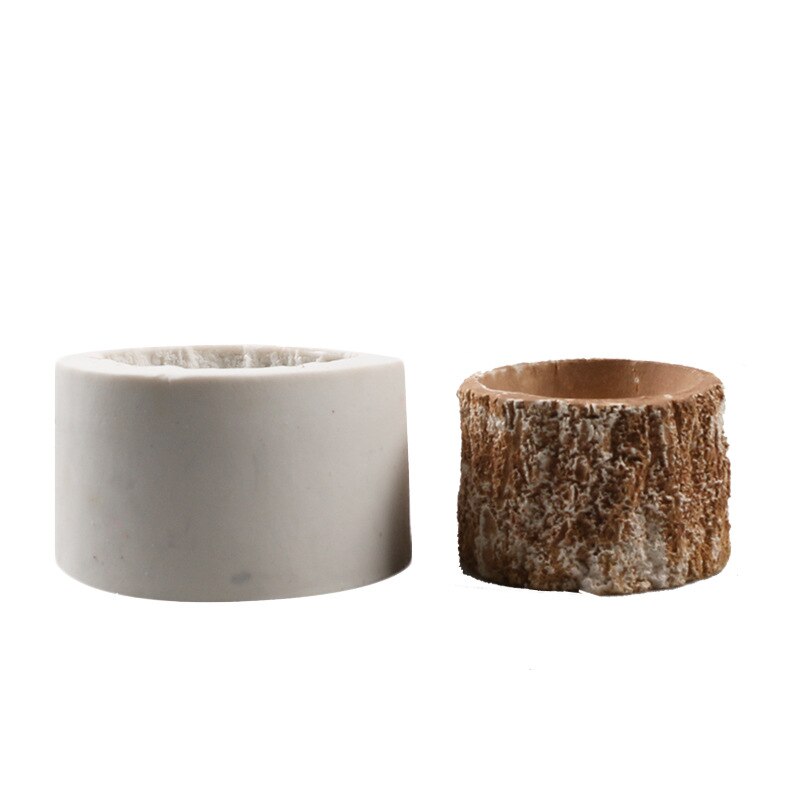 3d mallen van cementklei in de vorm van een gesimuleerde boomstronk, kaarsenhouder, bloempot, siliconen mal, vetplantenbak, betonnen siliconen mal