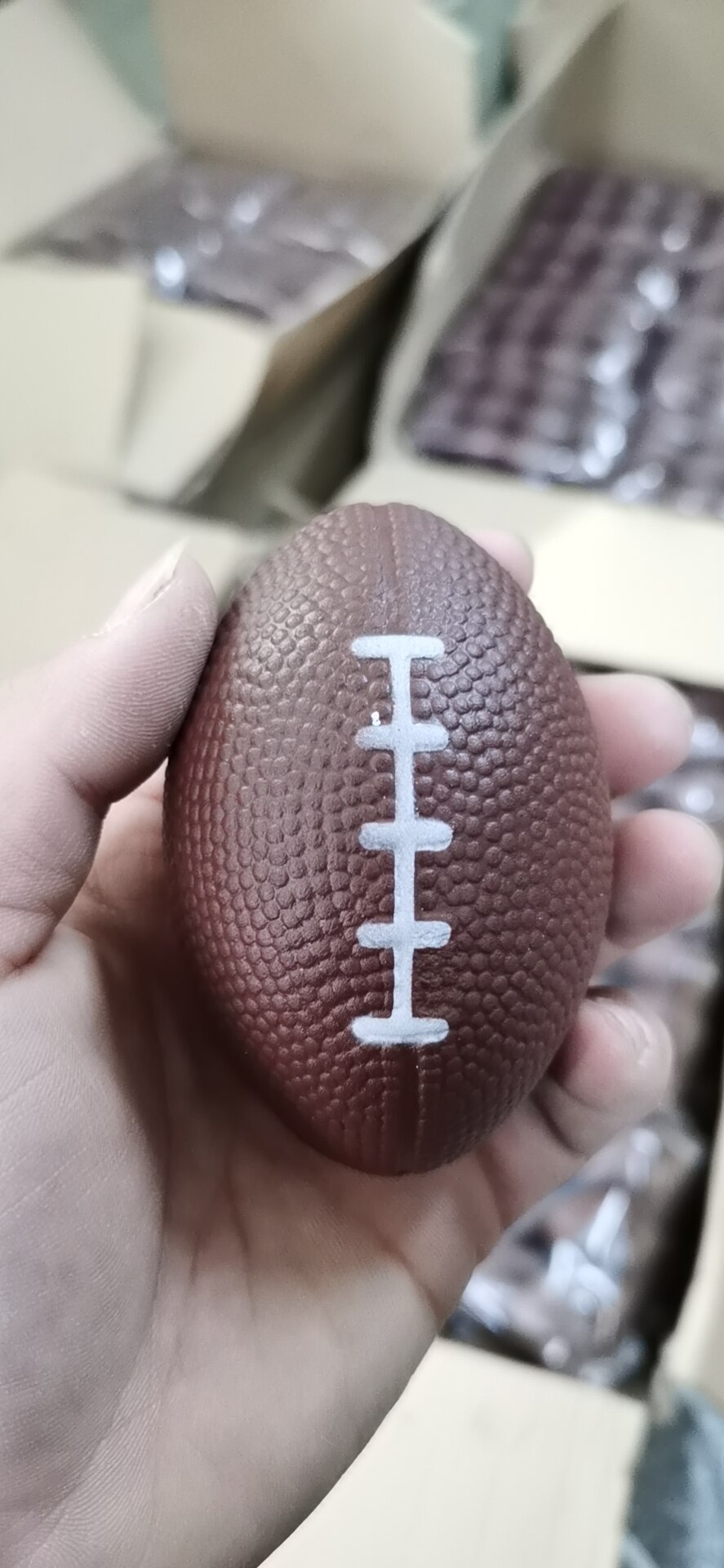 Mini Foam Rugby Non-inflatable Ball for Children Game Ball Small American Football Child Toys Anti-stress Soccer Squeeze Ball: 9cmX6cm (brown)