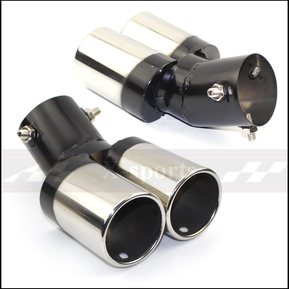 Uitlaatpijp Uitlaat staart pijp uitlaat mondstuk end Universele Rvs Circulaire platte uiteinde een verandering twee dubbele out ID 60MM: Seal bend silver