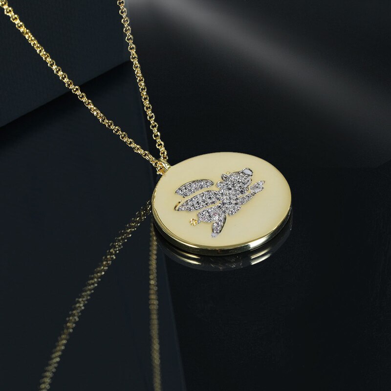 S925 Vliegende Ruimte Paard, Starry Galaxy, Golden Moon Ruimtevaartuig. Ronde Vrouwelijke Ketting Armband Oorbellen Luxe Sieraden.: Necklace2