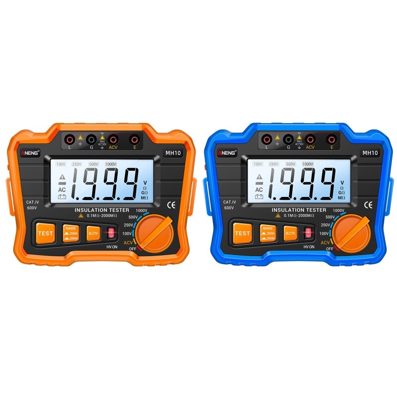 Insulation Resistance Tester Meter Megger Earth Ground Resistance Voltage Tester 100/250/500/1000V for Industrial