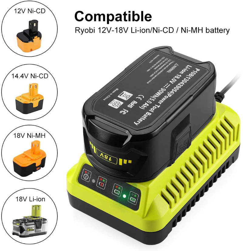 Cargador de batería P117 para Ryobi 12V 14,4 V 18V Li-ion Ni-CD Ni-Mh batería P100 P102 P103 P105 P107 P108 P118 uso de batería de litio