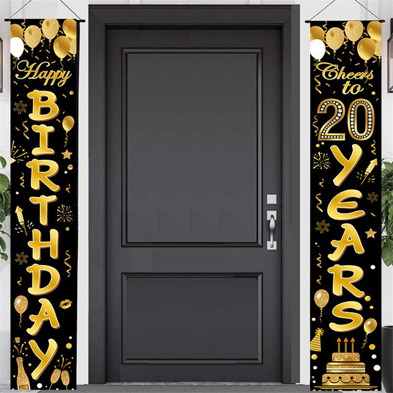 Happy Birthday Door Curtain 30 Birthday Party Decorations Anniversary Party Adult 30 40 50 60 70 80 Year Birthday Couplet Flag: birthday flag 20