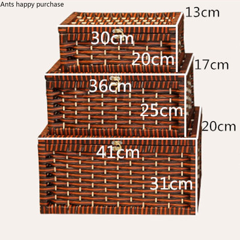 Rattan Weaving Storage Box with Lid Household Desktop Debris Storage Box Living Room Snacks Bedroom Clothing Storages Basket