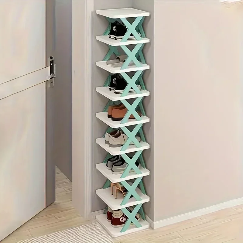 Narrow Shoes Rack, Small Vertical Shoes Stand, DIY Shoes Storage Organizer Rack, Easy Assembly&Space Saving Shoe Rack