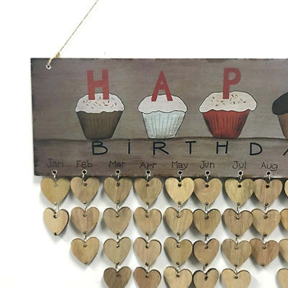 Bricolage à Plaque avec pense-bête d'anniversaire, limite d'exposition en bois pour les pense-bête d'anniversaire, calendrier décoratif