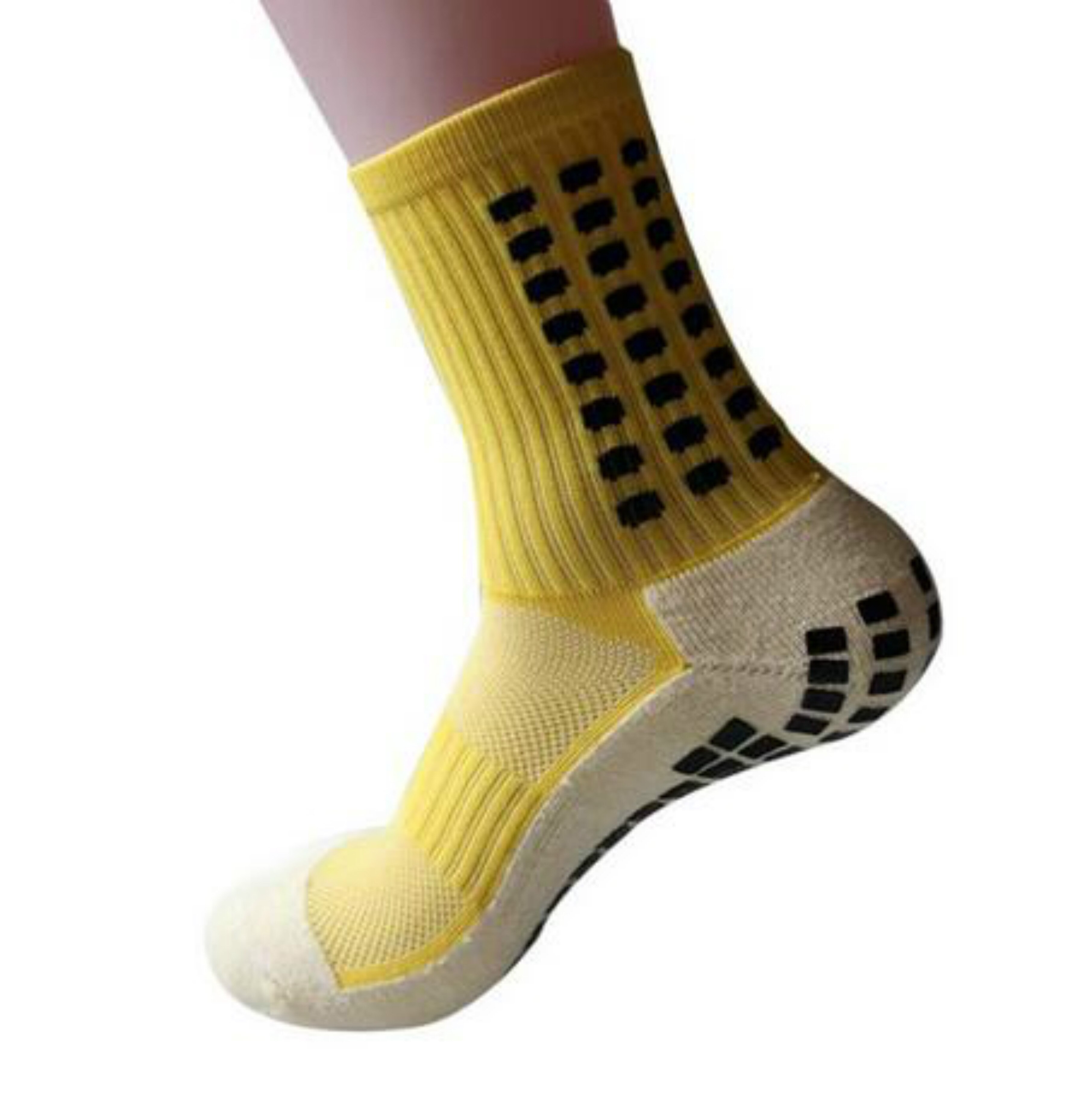 Calcetines antideslizantes transpirables para hombre y mujer, de algodón y Goma, para correr, fútbol, de , para ciclismo: YELLOW