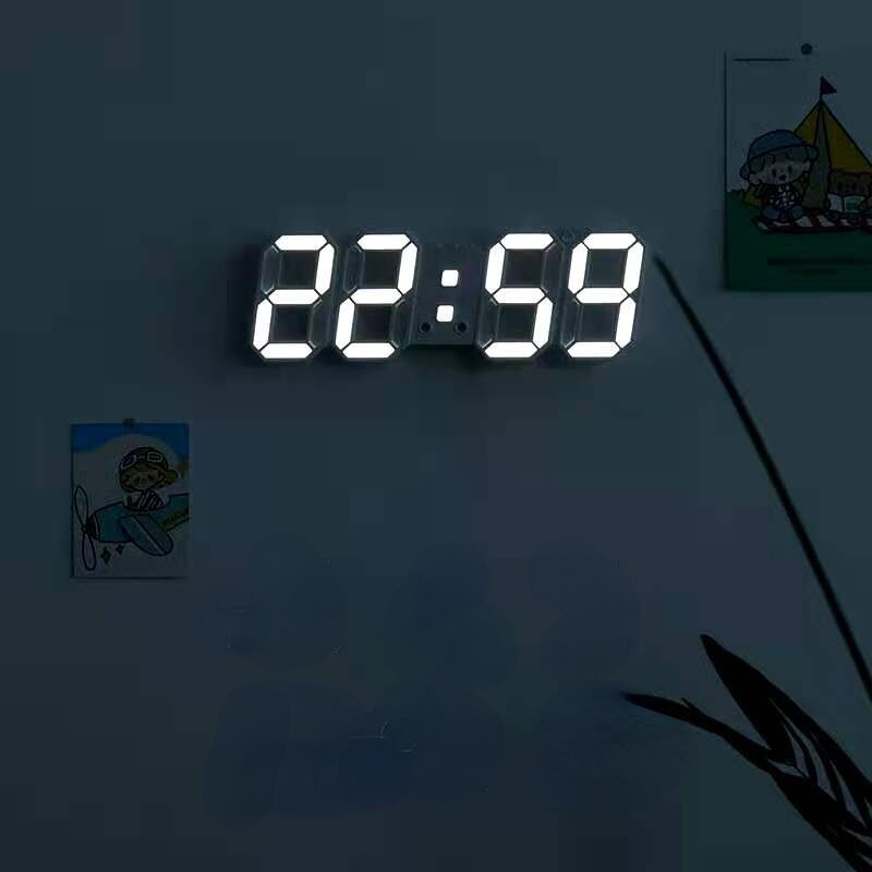 3D stereo clock LED alarm clock electronic clock thermometer living room wall digital clock clock 3d wall clock digital clock