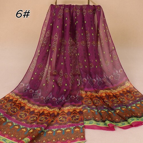 1pc de estilo indio chal de raso estampado seda nueva sensación transpirable chal hiyabs otoño mujer delgada secreto estampado barato bufanda XQ289: 6 purple red