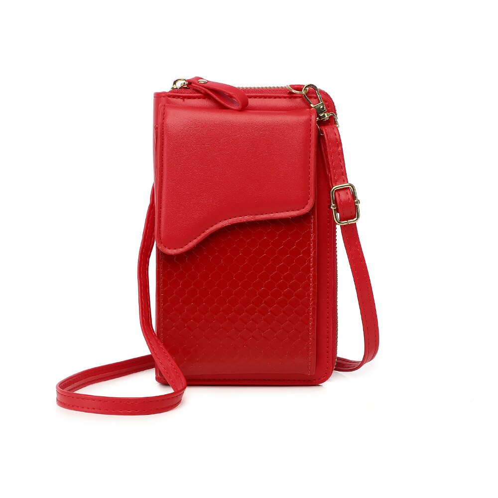 Moda borse a tracolla piccole borsa a tracolla in pelle PU Mini da donna per ragazze Bolsas giallo borsa da donna con cerniera: Red