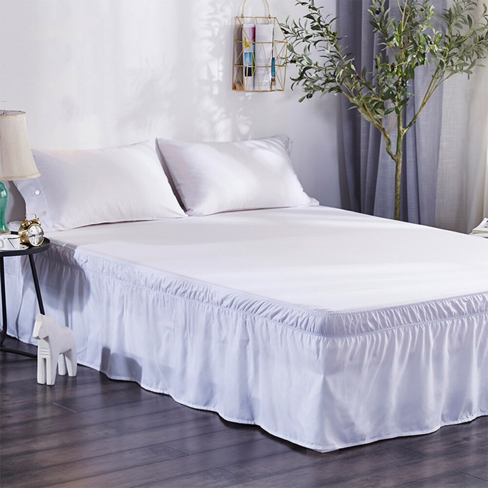 Elastic Dust Ruffle Bed Shirt Polyester Bed Bedding Pleated Skirt for Home Hotel - 100x200cm (White)