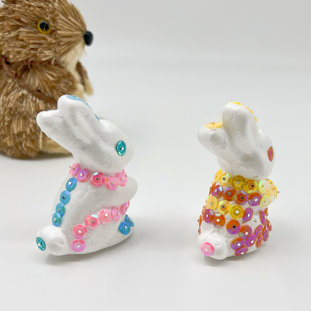1 set süße diy-ostereier-ornamente, glitzerhasen-form-picks, pastellfarbene kaninchen-blumen-basteldeko für zuhause, geschäft, büro