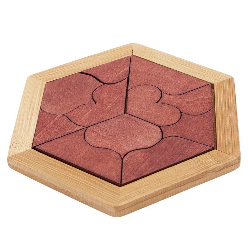 Giocattoli educativi per bambini in legno sette pezzi di Puzzle Puzzle a forma di cuore Puzzle intelligente giocattolo di riconoscimento della forma di educazione precoce