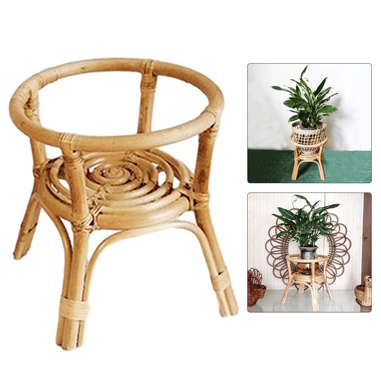 Rattan Plant Stand Indoor Plant Pot Holder Garden Vine Trellis Wooden Flower Rack Flower Pot Rack Plant Shelf In Balcony