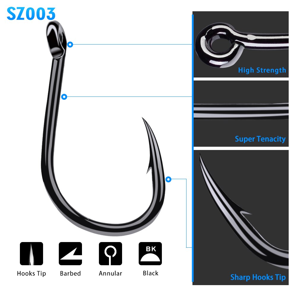 200pcs/lot High Carbon Steel Fishing Hook 3#-15# Barbed Single Hook High Qulity Fishing Tackle Jig Big Hook: 6