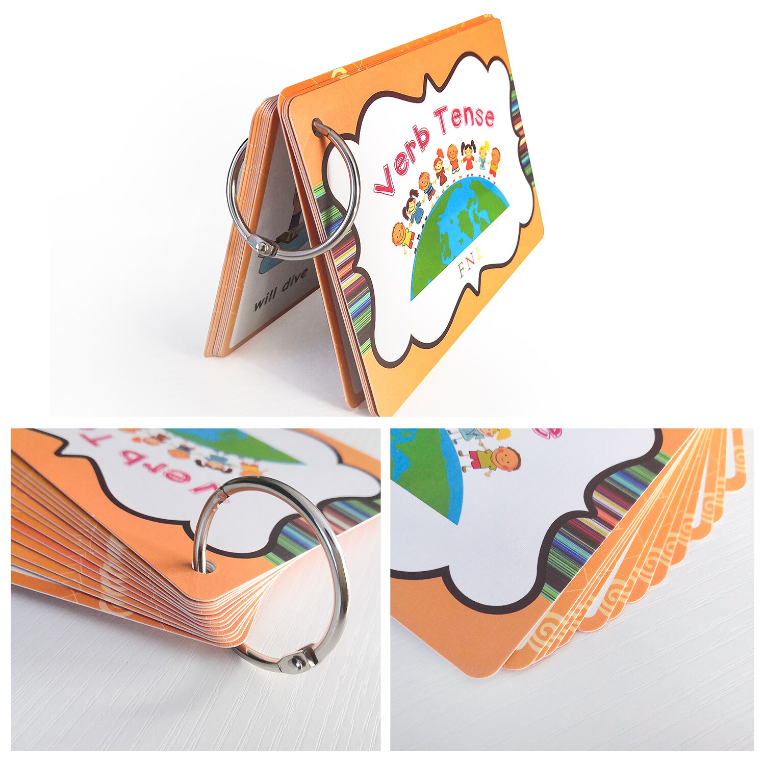 24 Groups/set Verb Tense Flash Card Leaning English Word Picture Educational Toys for Children Kids Games Classroom Cards