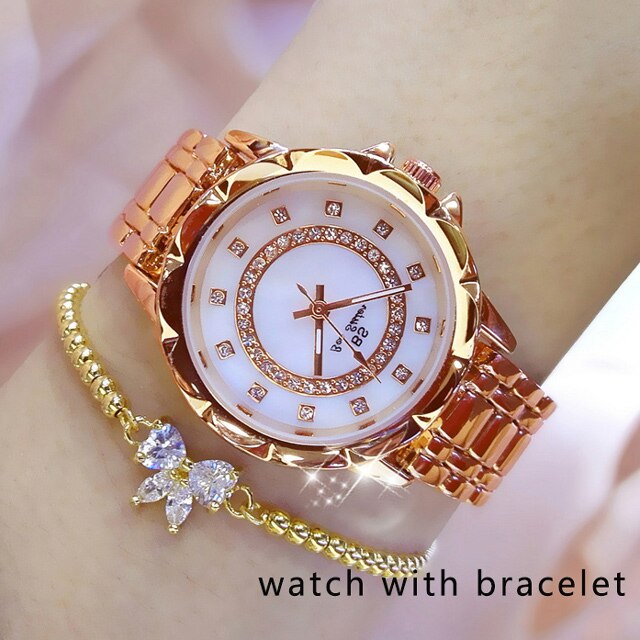 Luxury Brand 2022 Diamond Women Watch Rhinestone Ladies Watches Rose Gold Clock Wrist Watches For Women relogio feminino: rosea bracelet