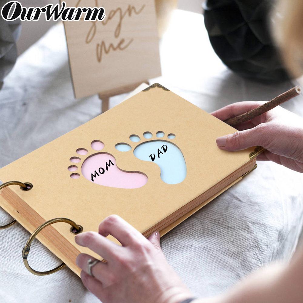 OurWarm Baby Shower Guest Book Signature Elephant Kraft Paper Guestbook Advice Cards Birthday Party Decoration